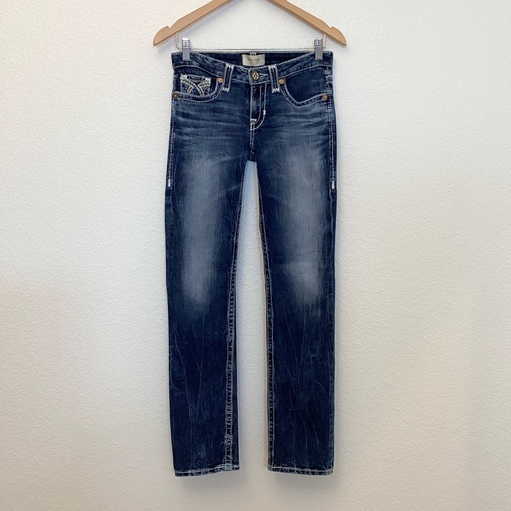 Big Star 26 Liv Straight Women's Jeans Western Stretch Embroidered